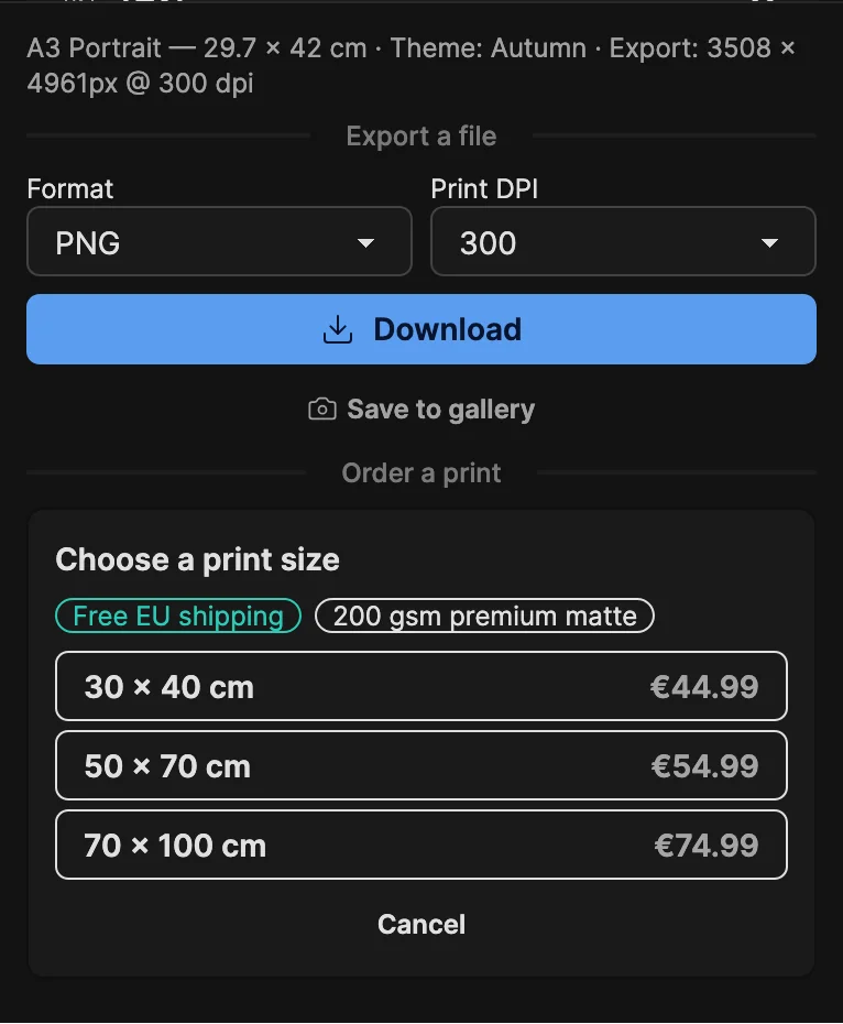 Or you can download a file and print it yourself!